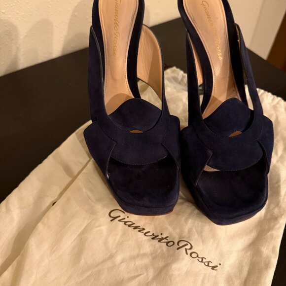 Gianvito Rossi Suede Mules with Lucite Heel |  IT 37.5